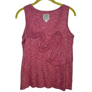 Anthropologie Little Yellow Button Size XS Sleeveless Ruffle Tank Red Orange